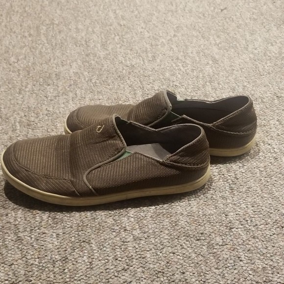 OluKai  Mens US 10 Shoes NOHEA MESH Tan Brown Slip-on Drop Heel Boat Loafers